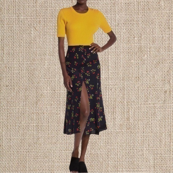 Cherry print Midi button down skirt - Picture 1 of 1